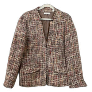 Coldwater Creek Classic Career Blazer Multi Tweed Wool Blend eye hook women 14